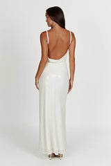 Marise Sequin Gown - White