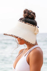 Leopard Foldable Bow Visor - Straw